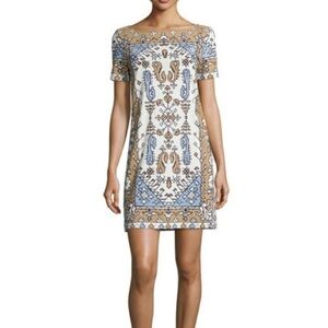Tory Burch Blue and Tan Mini Dress